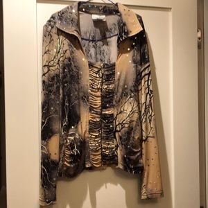 JOSEPH RIBBKOFF Collared, double Zip Top Size 12